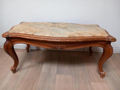 Salontafel hout marmer, Huis en Inrichting, Tafels | Salontafels, Gebruikt, Ophalen