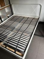 Dubbel bed + lattenbodem, Ophalen, Wit, Tweepersoons, 200 cm