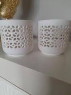 2 witte theelichthouders, Enlèvement, Utilisé, Blanc