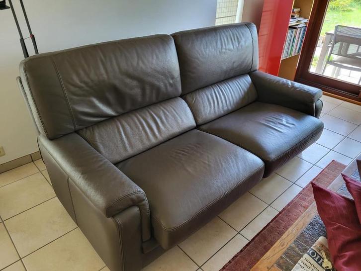 Lederen salon, Huis en Inrichting, Zetels | Complete zithoeken, Zo goed als nieuw, Leer, Ophalen