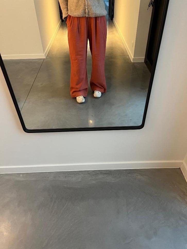 Koraalroze wollen broek Lessoeurs, Kleding | Dames, Broeken en Pantalons, Zo goed als nieuw, Maat 36 (S), Overige kleuren, Lang