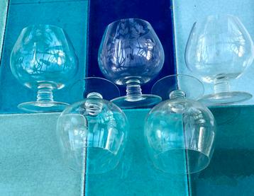 5 grands verres ballon en cristal 