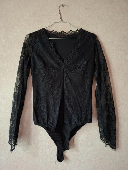 Elegante Zwarte Body met Lange Kant Mouwen - In Vogue - Maat, Kleding | Dames, Topjes, Gedragen, Maat 36 (S), Zwart, Lange mouw