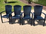 Blauwe plastiek tuinstoelen 4 stuks, Tuin en Terras, Tuinstoelen, Ophalen, Zo goed als nieuw