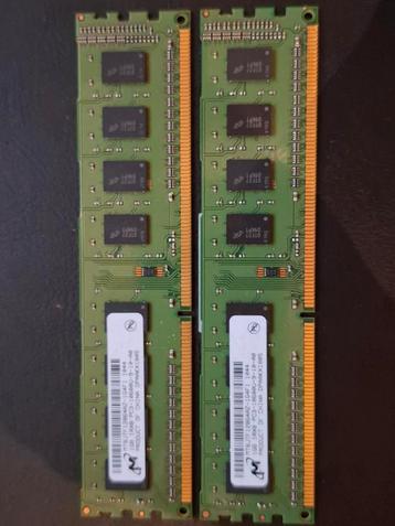 2 unités Micron 1Rx8 PC3-10600U-9-10-A0 de 1 Go, Enlèvement ou Envoi, DDR3, Utilisé, Desktop