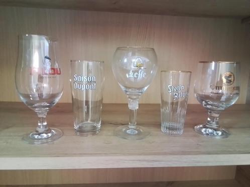5 bierglazen: Saison Dupont, Filou, Ommegang..., Huis en Inrichting, Keuken | Servies, Gebruikt, Ophalen of Verzenden