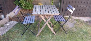 Table et chaises de jardin chaises fer et bois, Enlèvement, Utilisé, Bois