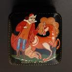 Vintage lakdoosje met paard en ruiter., Ophalen of Verzenden