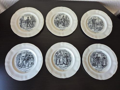 Antieke collectie van 6 witte borden 'Les Halles' van Boch, Antiek en Kunst, Antiek | Servies los, Ophalen