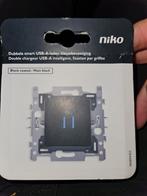 Double Chargeur USB A Niko Black matt, Ophalen, Nieuw, Stekker
