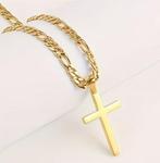 collier avec croix plaqué or, Bijoux, Sacs & Beauté, Colliers, Enlèvement ou Envoi, Neuf, Or, Or