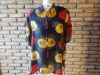 (22) - chemisier femme t.44 noir - jaune - rouge, Ophalen of Verzenden, Zo goed als nieuw, Maat 42/44 (L), Zwart