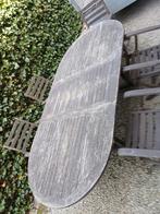 Houten tuintafel met 5 stoelen, Ophalen, Gebruikt