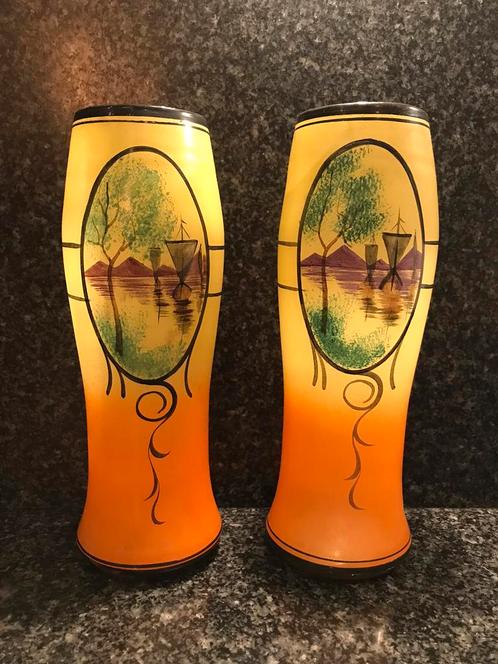 Een paar Scailmont vazen, Antiek en Kunst, Antiek | Glaswerk en Kristal, Ophalen of Verzenden