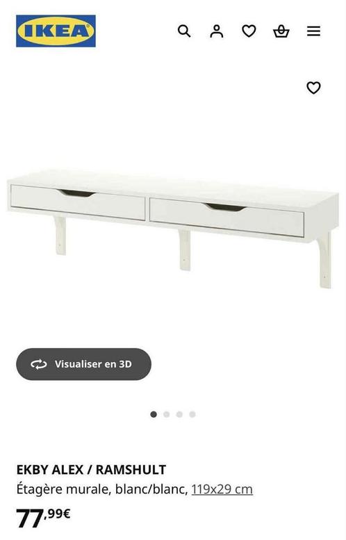Etagere murale/coiffeuse Ekby Alex / Ramshult / Franklin, Huis en Inrichting, Tafels | Kaptafels, Zo goed als nieuw, Ophalen