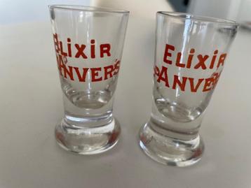 TWEE Elixir D'Anvers shot glazen -Belgisch Kruidenlikeur  beschikbaar voor biedingen