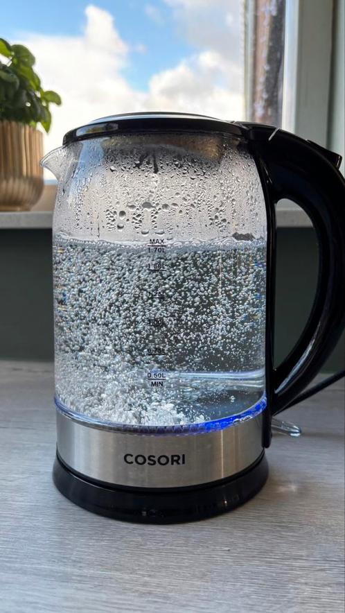 Cosori waterkoker van glas en roestvrij staal - 1,7L - 2200W, Elektronische apparatuur, Waterkokers, Gebruikt, 1 tot 2 liter, Inox