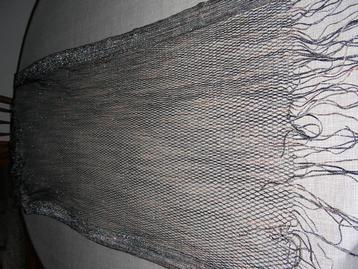 Bruine, grijze, zilverglitter sjaal 170x70 cm zonder franjes