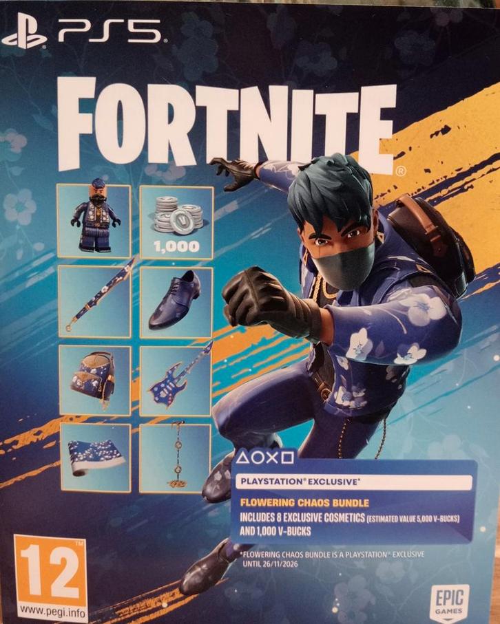 Fortnite – Pack Flowering Chaos PS5 – Neuf (code non utilisé, Games en Spelcomputers, Games | Sony PlayStation 5, Ophalen of Verzenden