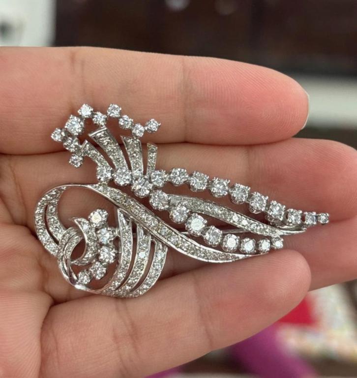 Diamanten broche, Handtassen en Accessoires, Broches, Zo goed als nieuw, Goud, Wit, Ophalen of Verzenden