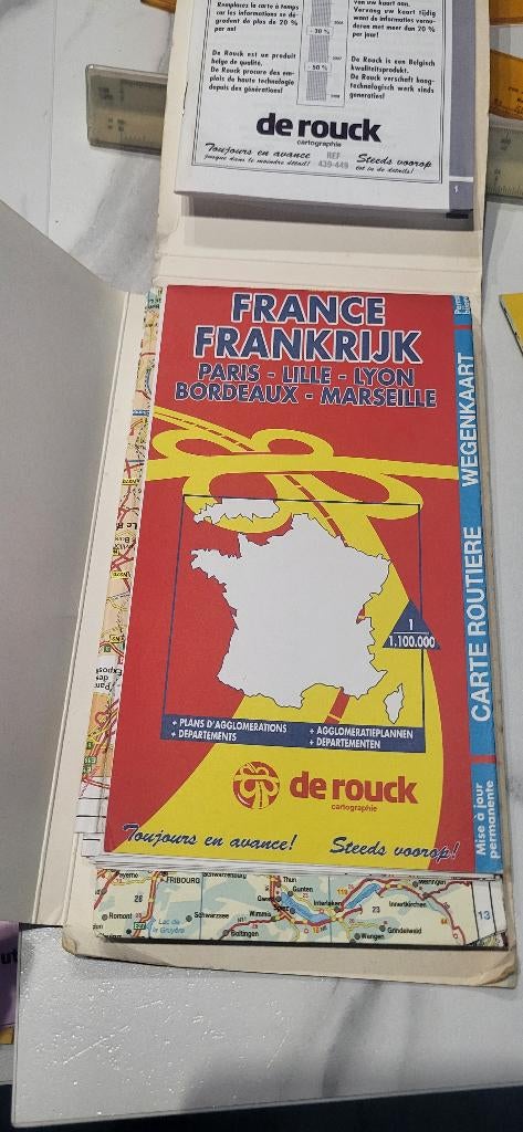 Carte vintage de France meuve de rouck 1990, Boeken, Atlassen en Landkaarten, Ophalen, Frankrijk, De rouck, 1800 tot 2000