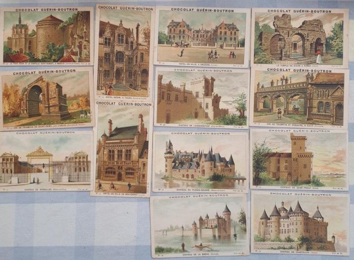 13 LITHOCHROMOS CHÂTEAUX de la FRANCE / GUÉRIN BOUTRON +-189, Verzamelen, Foto's en Prenten, Zo goed als nieuw, Prent, Gebouw