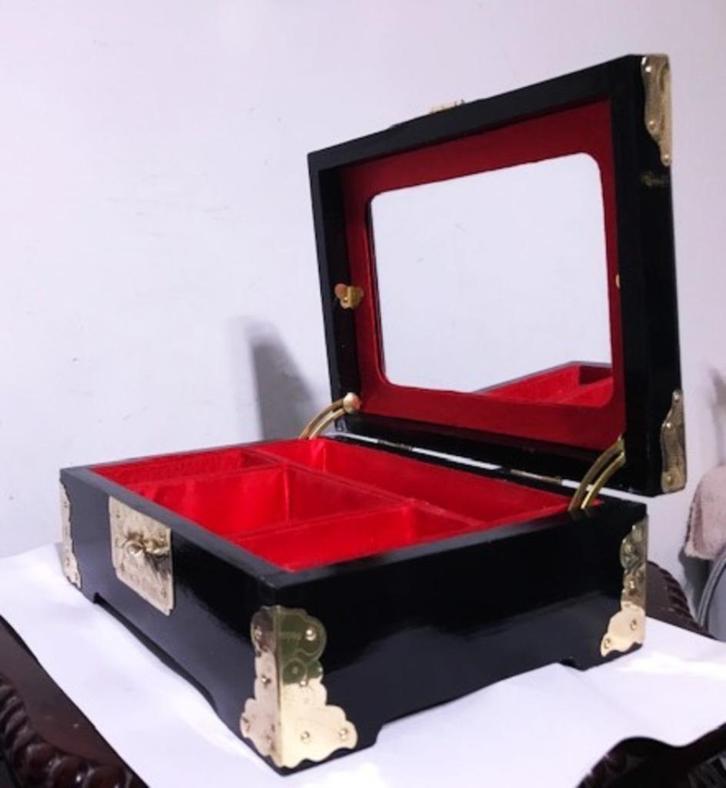 Juwelen Kist Chinees Jade messing spiegel✨😍💑🎁👌, Antiek en Kunst, Antiek | Woonaccessoires, Ophalen of Verzenden