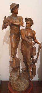 Oude koperen sculptuur mijnwerker, Antiek en Kunst, Ophalen, Koper