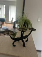 Kandelaar smeedijzer zwart met messing, Ophalen of Verzenden, Zo goed als nieuw