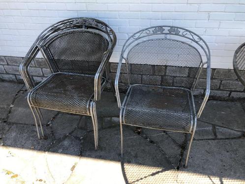 IJzeren tuinset, Tuin en Terras, Tuintafels, Gebruikt, Rond, Metaal, Ophalen