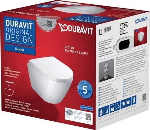 Duravit D-Neo compact en randloos hangtoilet met toiletbril, Doe-het-zelf en Bouw, Sanitair, Nieuw, Toilet, Ophalen