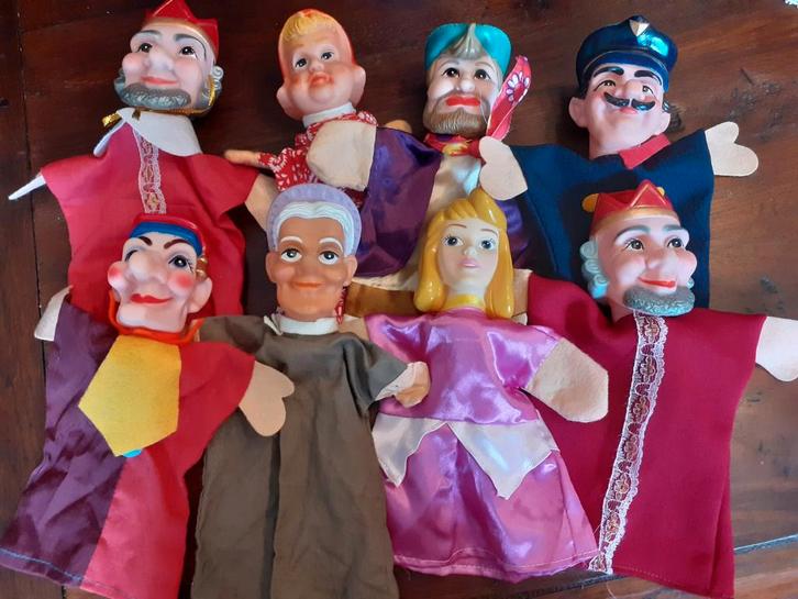 Retro handpoppen poppenkastpop ( A ), Verzamelen, Poppen, Ophalen of Verzenden