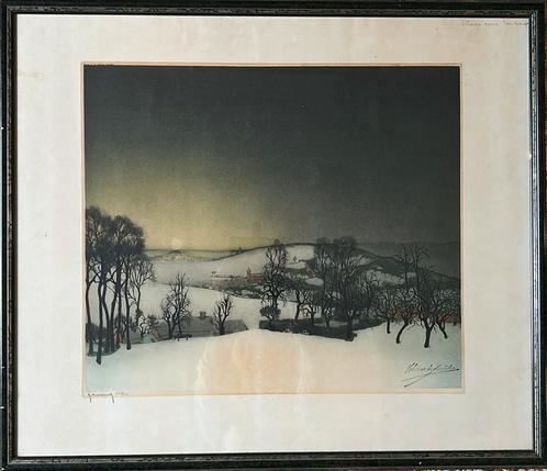 Sneeuwlandschap van Valerius De Saedeleer, Antiek en Kunst, Kunst | Etsen en Gravures, Ophalen