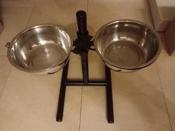 voederstaander H-vorm met 2 bakken 2x25 cm inox/roestvrij beschikbaar voor biedingen