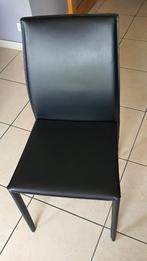 6 zwarte leren eetkamerstoelen, Huis en Inrichting, Stoelen, Ophalen, Moderne, épuré., Zwart, Leer