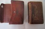 oude in leder gebonden gebedenboek met hoes, Antiek en Kunst, Ophalen of Verzenden