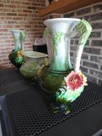 Antieke Art nouveau keramiek schouwgarnituur , 3 stuks, Antiek en Kunst, Ophalen