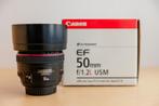 Canon EF 50mm f1.2, Audio, Tv en Foto, Foto | Lenzen en Objectieven, Zo goed als nieuw, Standaardlens, Ophalen