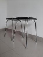 Ensemble de tabourets vintage en cuir simili noir et chrome, Maison & Meubles, Enlèvement, Comme neuf