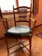 Chaise accoudoirs en bois noble et cuir, Utilisé, Autres couleurs, Cuir, Une