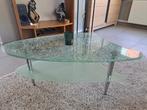 Glazen salontafel met 2 niveaus, Huis en Inrichting, Tafels | Salontafels, Overige vormen, 50 tot 100 cm, Minder dan 50 cm, Glas