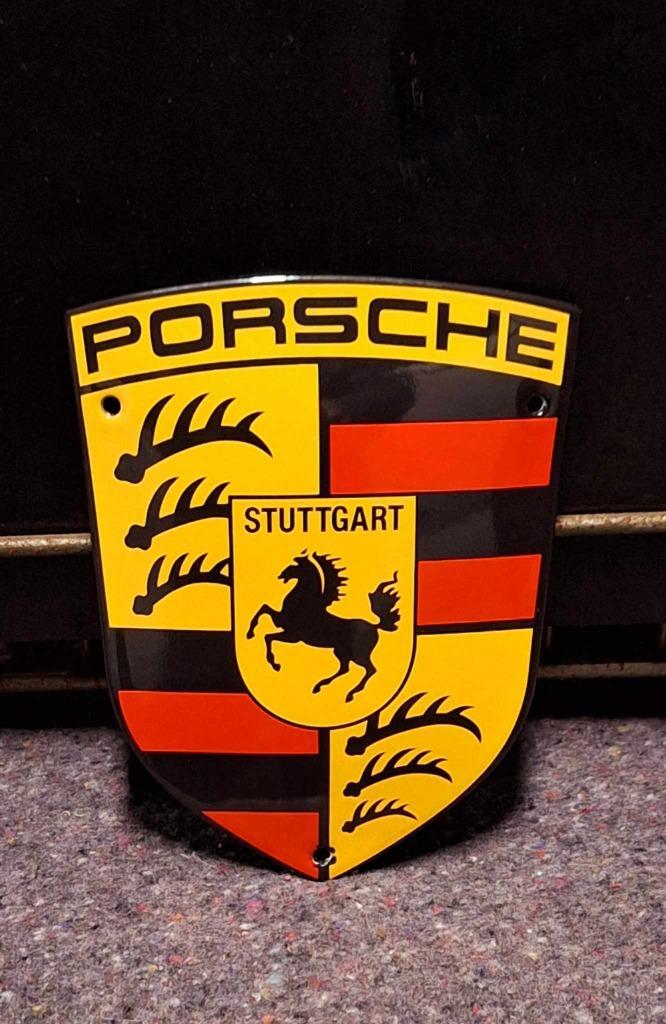Emaille reclamebord, bordje Porsche logo., Verzamelen, Merken en Reclamevoorwerpen, Nieuw, Reclamebord, Ophalen of Verzenden