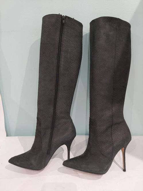727C*SAN MARINA Htes zwarte leren laarzen Snake Ultra Sexy 3, Kleding | Dames, Schoenen, Nieuw, Hoge laarzen, Zwart, Verzenden