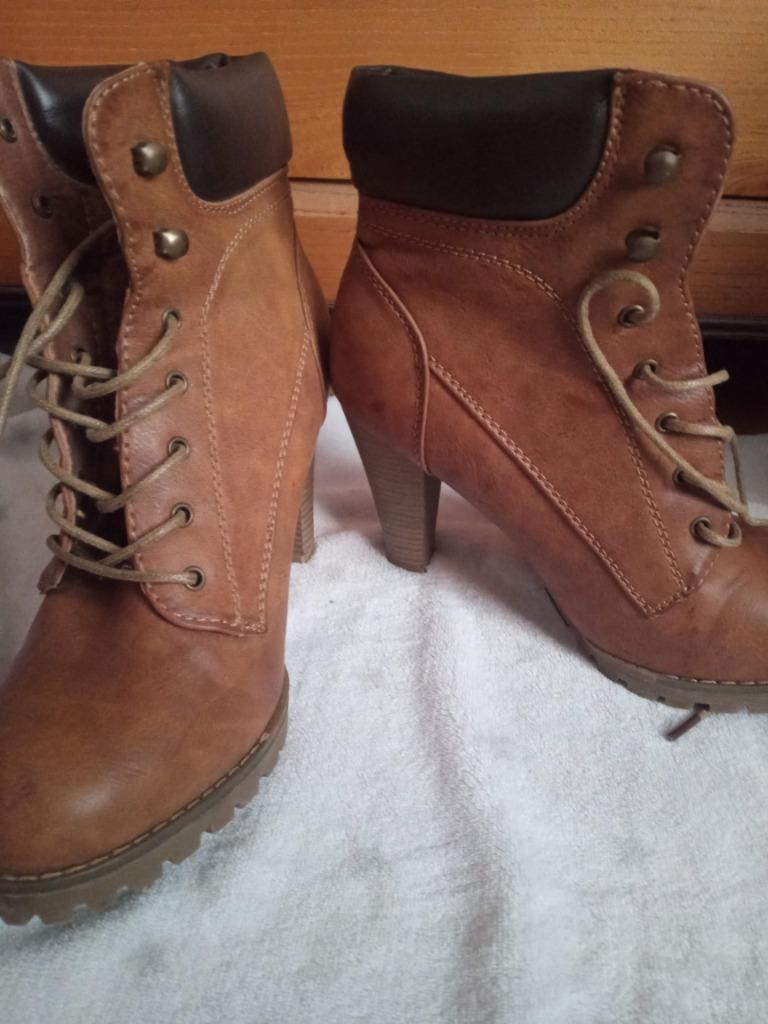 Bottines femme 38 haut talon, Enlèvement ou Envoi, Comme neuf, Brun, Boots et Botinnes