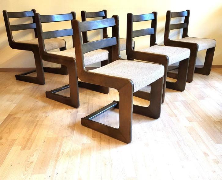 ✔️6 CASALA Design stoelen 70s, Huis en Inrichting, Stoelen, Vijf, Zes of meer stoelen, Hout, Stof, Verzenden