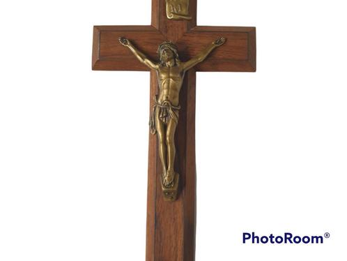 croix en bois avec Jésus en métal, Antiquités & Art, Antiquités | Objets religieux, Enlèvement ou Envoi