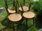 4 Antieke Thonet stoelen model 18 (+- 1910), Huis en Inrichting, Stoelen, Ophalen, Gebruikt, Bruin, Riet of Rotan