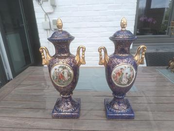 2 magnifiques vases Empire Angleterre 33 cm bleu cobalt, Enlèvement