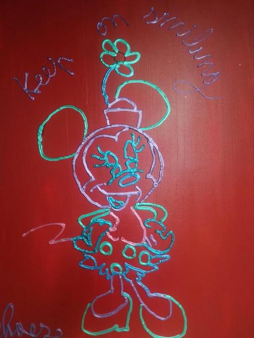 Popart kunstwerk Minnie Mouse, Verzamelen, Disney, Zo goed als nieuw, Plaatje of Poster, Mickey Mouse, Ophalen of Verzenden