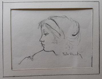 Staf Beerten - Tekening vrouwenhoofd beschikbaar voor biedingen